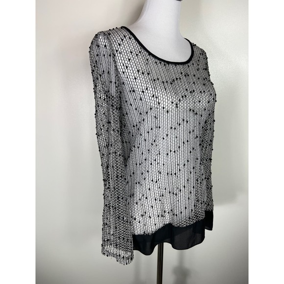 Joseph Ribkoff Open Mesh Overlay Top, Size 6 - Picture 5 of 9